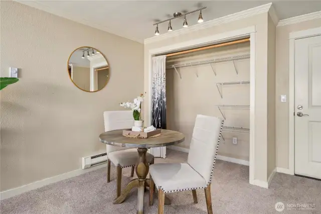 The dining area is complete with additional storage/closet space!