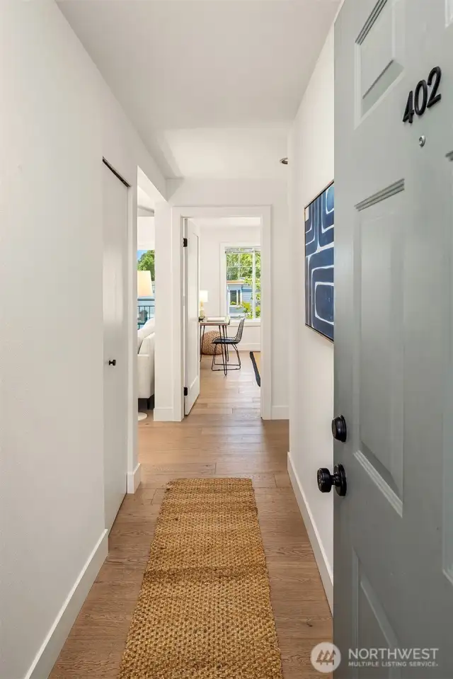 Enter just steps from the elevator. Only 2 neighbors on this level.