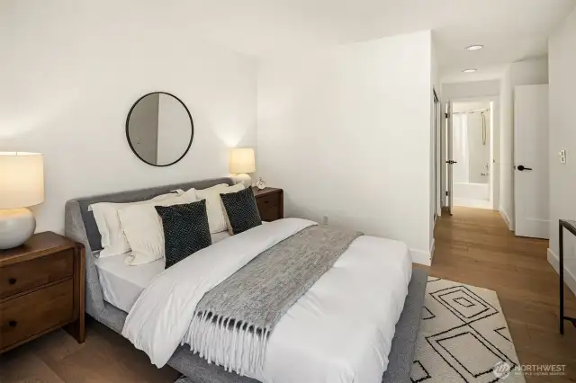 The primary flows into a large closet and full bathoom.