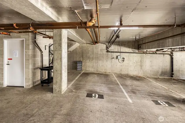 Secure garage parking, plus bike rack, storage, and potential EV charging!