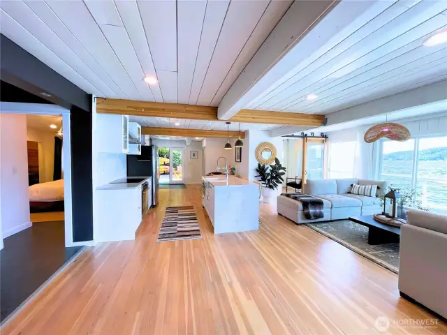 View of kitchen and living room