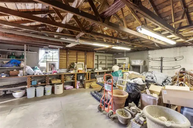 Interior of large 2 car garage