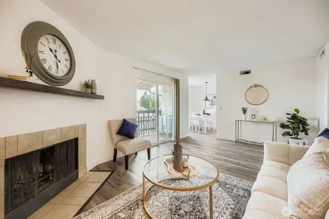 Open living room with a clear view into the dining area, perfect for effortless entertaining.
