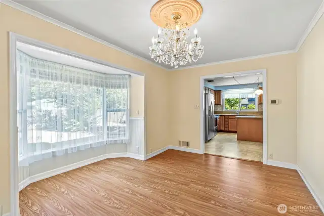 Dining room leads right to the kitchen for easy serving and setting
