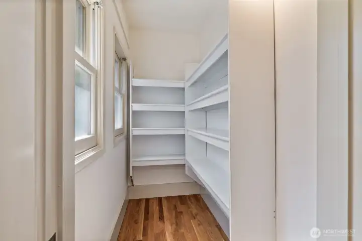Storage room off the kitchen makes for a great panty. There is also water plumbed to the room, so potential to turn into a powder bathroom.