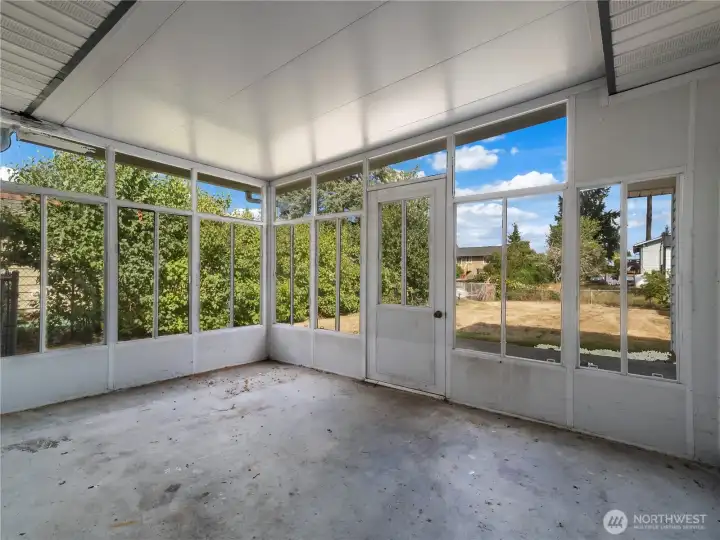 Enclosed patio for year round enjoyment of the outdoors