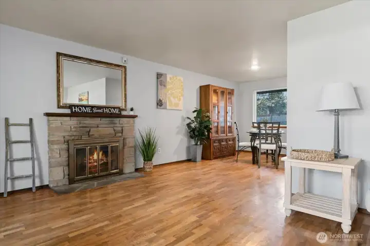 Main Level Living Room with Wood Fire Place