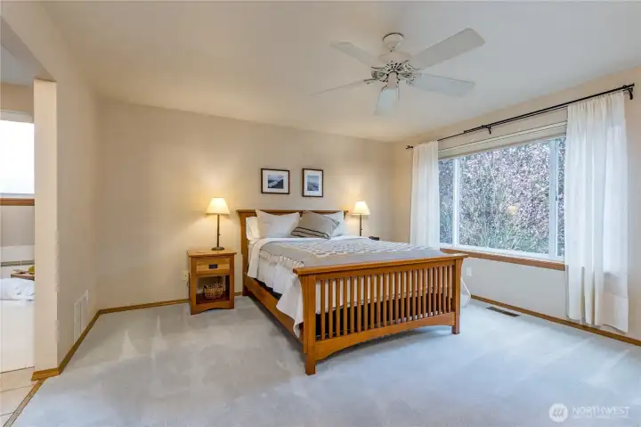 Spacious primary suite overlooks your beautiful back yard
