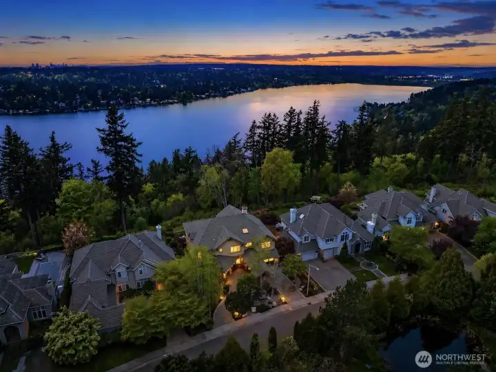 180 Degree Panaoramic Views of Lake Sammamish, The Olympic Mountains and Downtown Bellevue in the Distance.