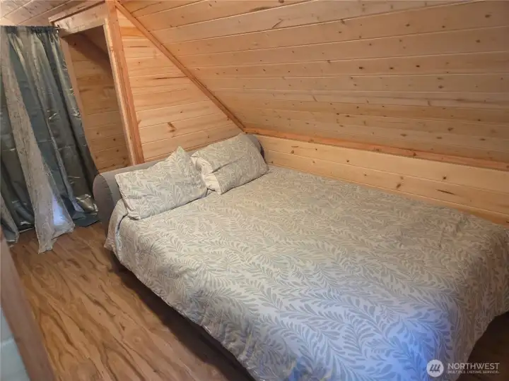 Primary bedrm has 2 closets 1/2 Bath & room for chair or dressers.