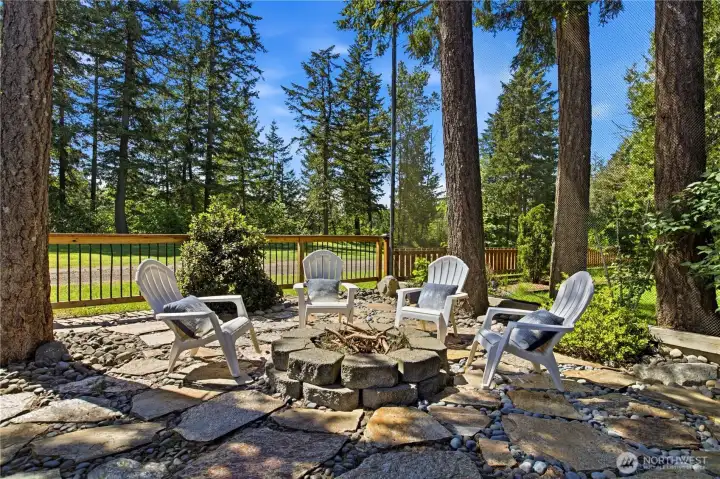 Enjoy siting outside watching the golfers and making smores and hotdogs on your own firepit
