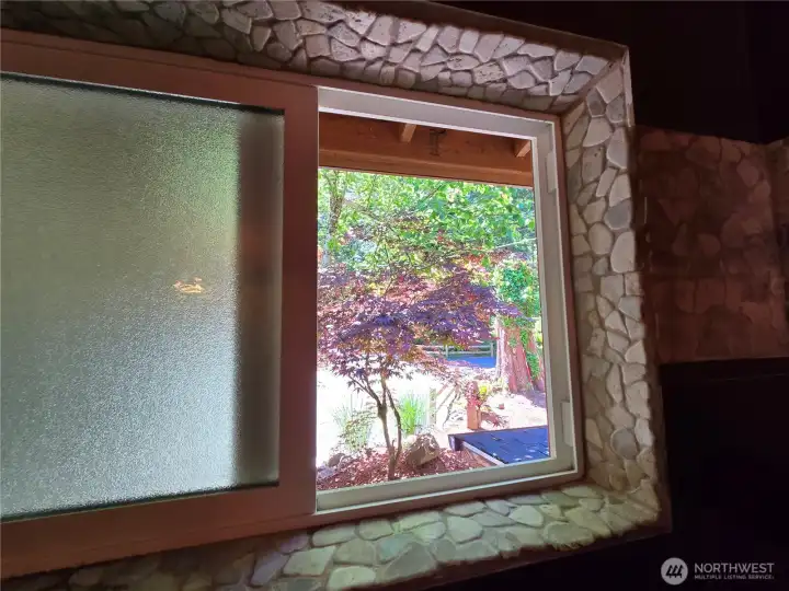 Great view from the bathroom. Notice the tilework, also. Great view from the bathroom. Notice the tilework, also.