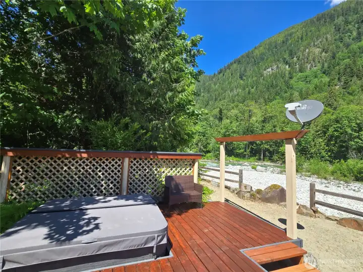 New hot tub and deck are only a year old. New hot tub and deck are only a year old.