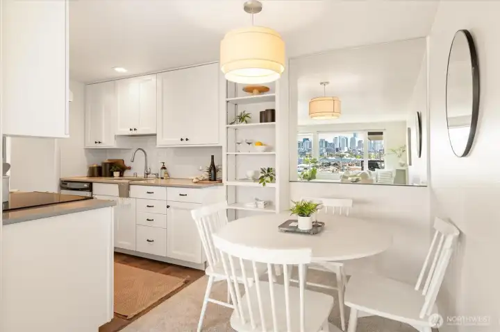 Updated kitchen with quartz countertops.