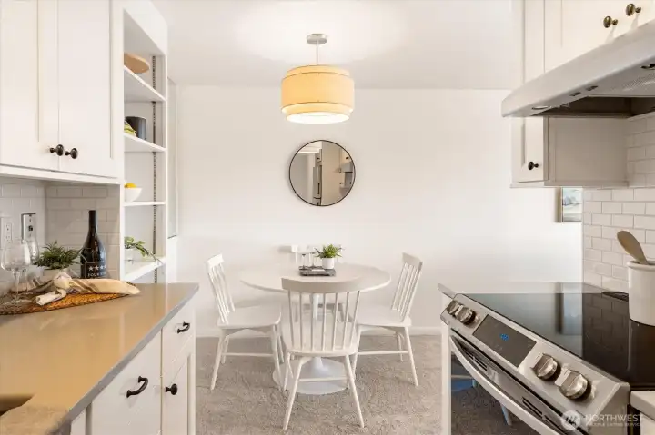 Easy flow between kitchen and dining.