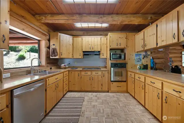 large kitchen with plenty of storage! pantry on the other side of cabinets. floor to ceiling