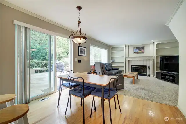 The breakfast nook is the perfect place for quick meals and snacks but is spacious enough for a large dining table