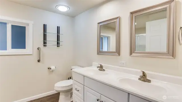 Master bath with double vanity.