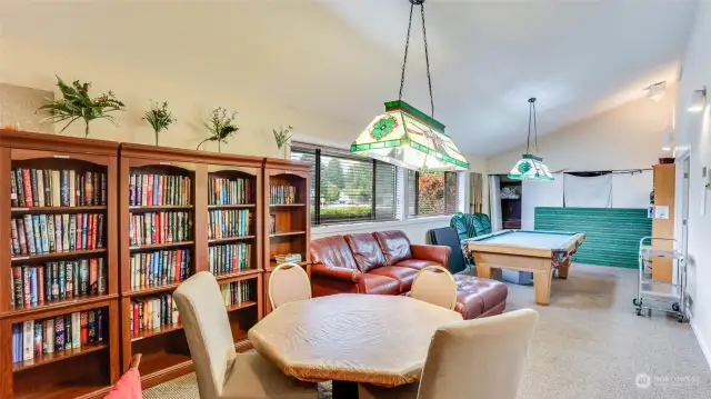 Library, card/game and billiard's room adjacent to fellowship hall.