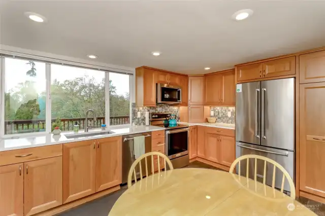 Undercabinet lighting showcases the beautiful work area in your updated kitchen.