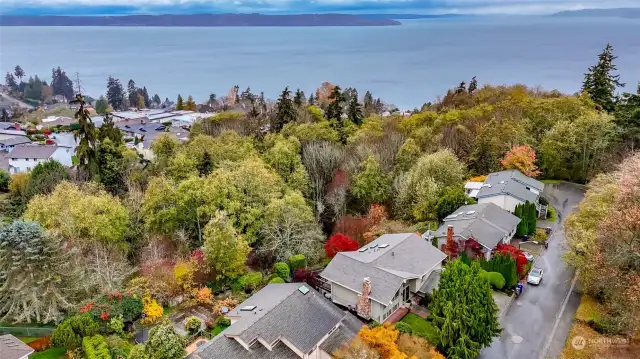 Overlooking the S end of Redondo and Poverty Bay, this home has a seasonal view of the sound and year around view of Federal Way protected forest area.