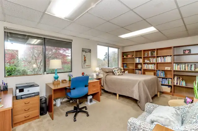 This room is large enough for long term guests or room for bookcases, a big bed, office and sitting area.  There is a walk in closet here too.