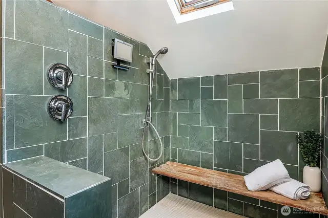 Walk-in shower with bench