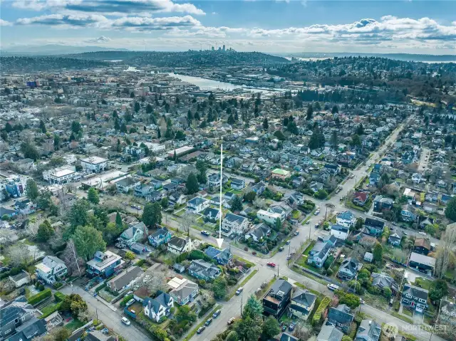 Here's looking south and east with the micro retail neighborhood on 32nd Ave NW.