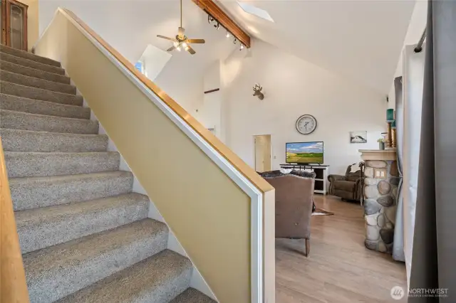 Stairs lead to an upper bonus room.