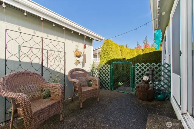 This cozy private patio is the perfect extension of your indoor space to enjoy your morning coffee.