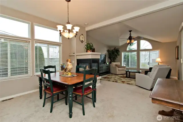 Living room flows into the dining area for easy entertaining