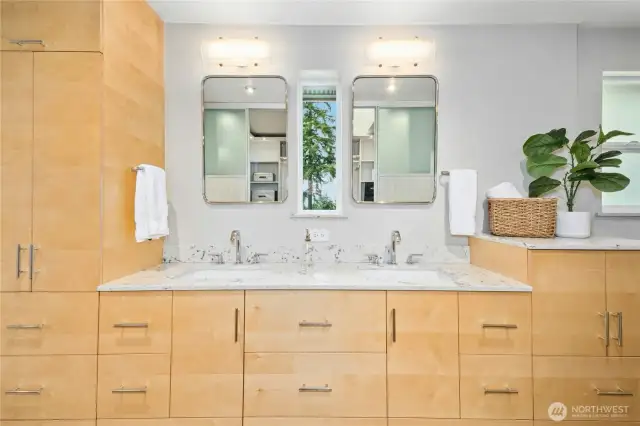 Beautiful custom vanity with storage galore!