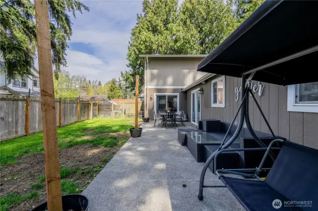 Back patio area for gathering and BBQ