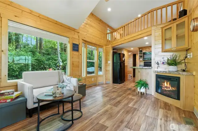 Open floor plan here for best use of space. Electric fireplace