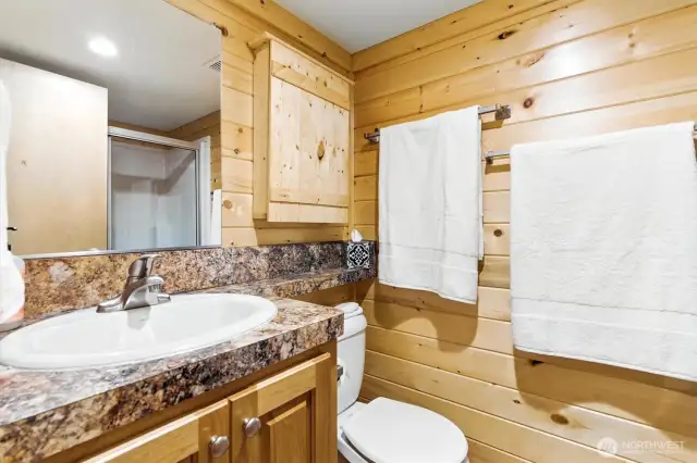 bathroom has storage