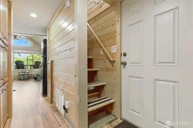 stairs to loft and back door