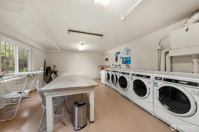 1st floor laundry. Yes it's a small walk, but you can do couple of loads at the same time.