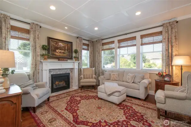 Living room has a propane fireplace for warm cozy nights