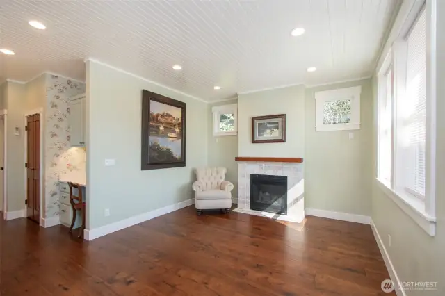 ADU livingroom with propane fireplace for warm winter days