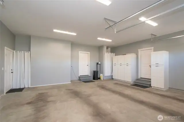 Garage with built-in shelves