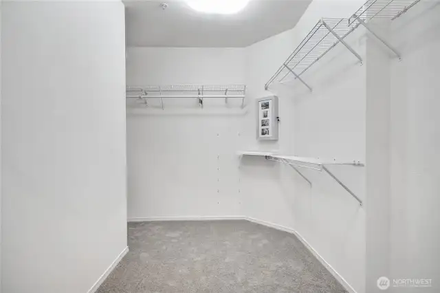 Large primary wrap-a-round closet. Jewelry box included.