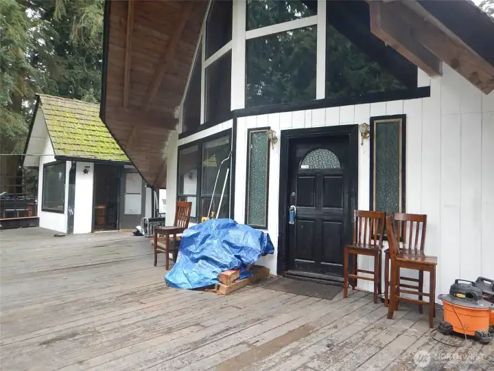 Large deck in front of the home.