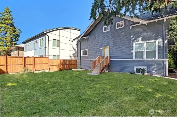 Residents love large level 40 x 50 backyard.