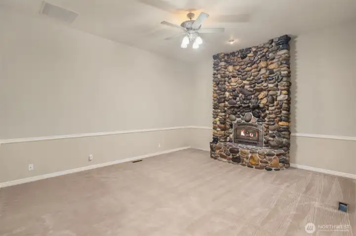 Gas river Rock fireplace.