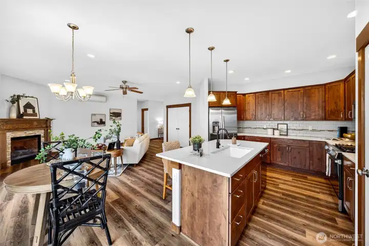 View from utility room door looking back towards the great room spaces.