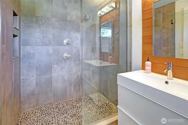 Walk in shower in Primary bathroom with heated floors