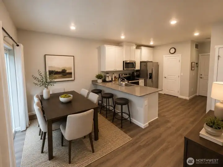 Bright and cozy dining-kitchen space virtual