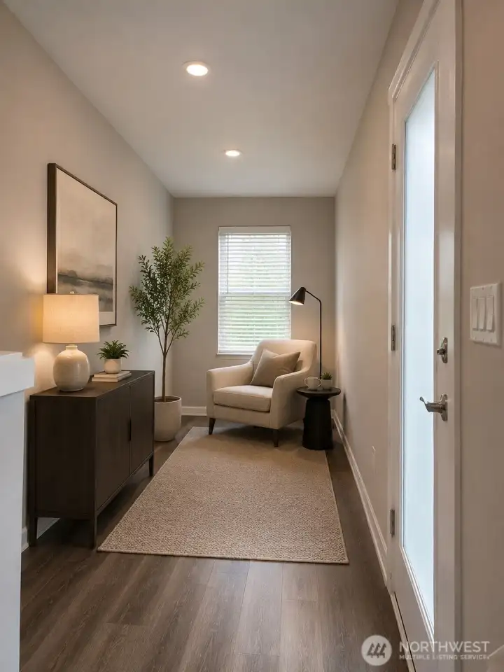 Cozy minimalist reading nook virtual