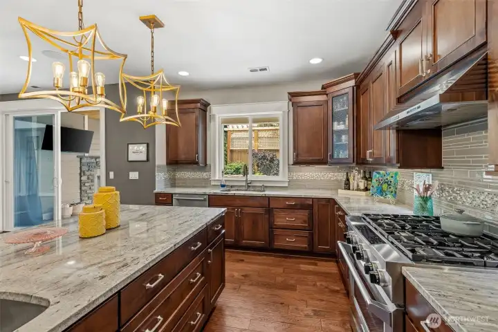 Chefs' kitchen and wet bar