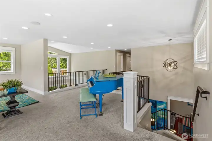 bonus room at the top of the stairs